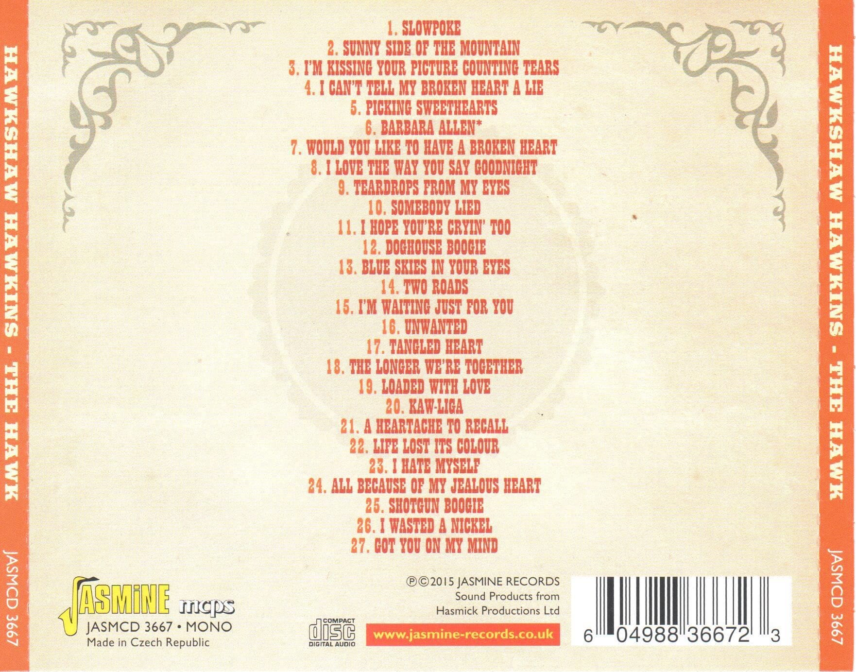 Hawkshaw HAWKINS - The Hawk - Singles Collection - Jasmine Records